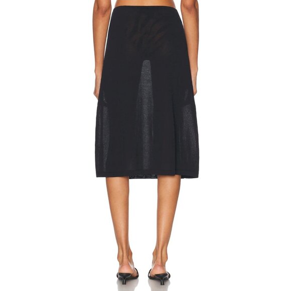 Ziah Sheer Knit Skirt in Black Midi - Picture 4 of 6